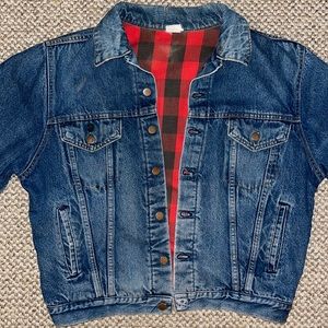 60s VINTAGE MENS L Flannel lined Jean Jacket